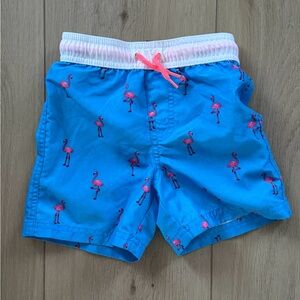 George Blue Flamingo Swim Trunks (Size 3T)